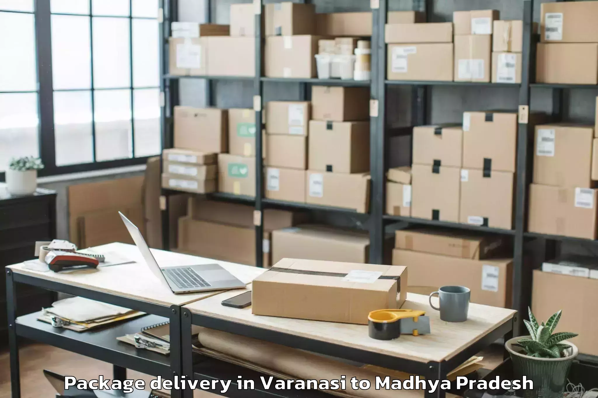 Trusted Varanasi to Rahatgarh Package Delivery